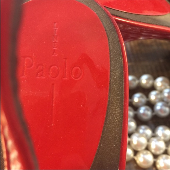 Paolo Slingback Peep Toe RED Pumps - Picture 3 of 6